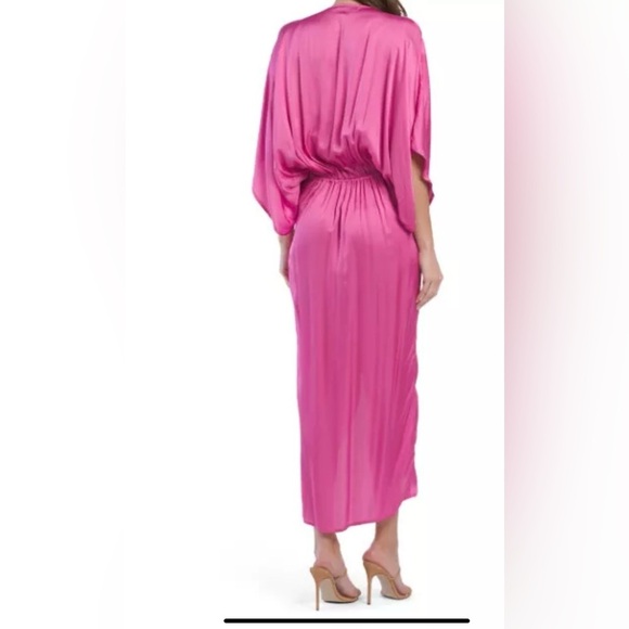 NWT YOUNG FABULOUS & BROKE THE SIREN ASYMMETRIC WRAP DRESS RASPBERRY SIZE S - Picture 2 of 15